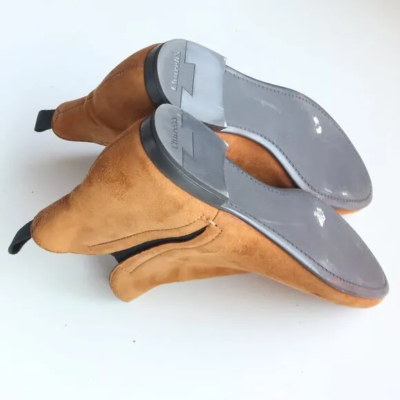 Churc's Tan Suede Leather Chelsea Ankle Boots Booties Luxury Designer Italian 5