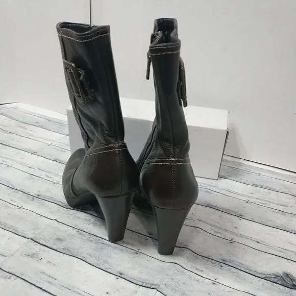 Circa Joan David CJ Masey Brown Leather Womens Ankle Boots Heeled US Size 7.5M