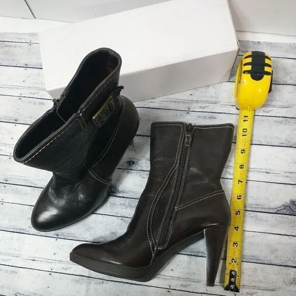 Circa Joan David CJ Masey Brown Leather Womens Ankle Boots Heeled US Size 7.5M