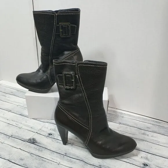 Circa Joan David CJ Masey Brown Leather Womens Ankle Boots Heeled US Size 7.5M