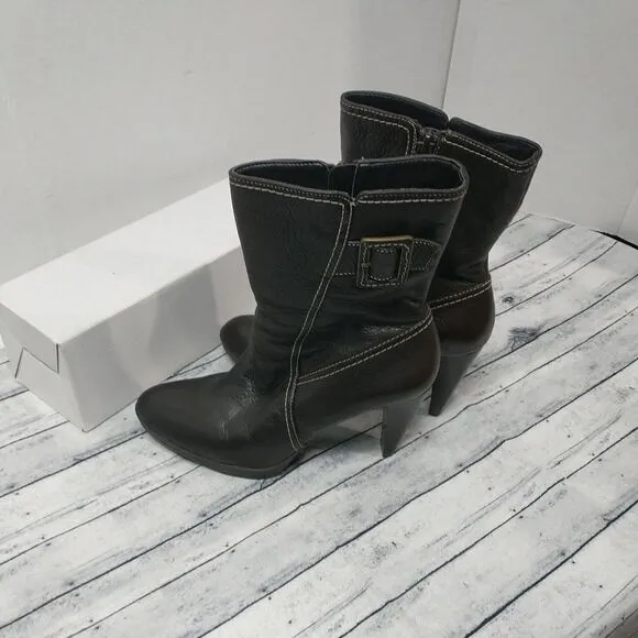 Circa Joan David CJ Masey Brown Leather Womens Ankle Boots Heeled US Size 7.5M