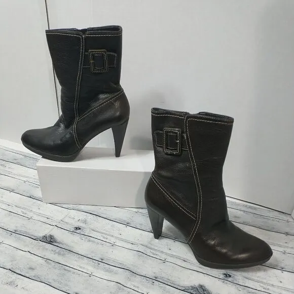 Circa Joan David CJ Masey Brown Leather Womens Ankle Boots Heeled US Size 7.5M