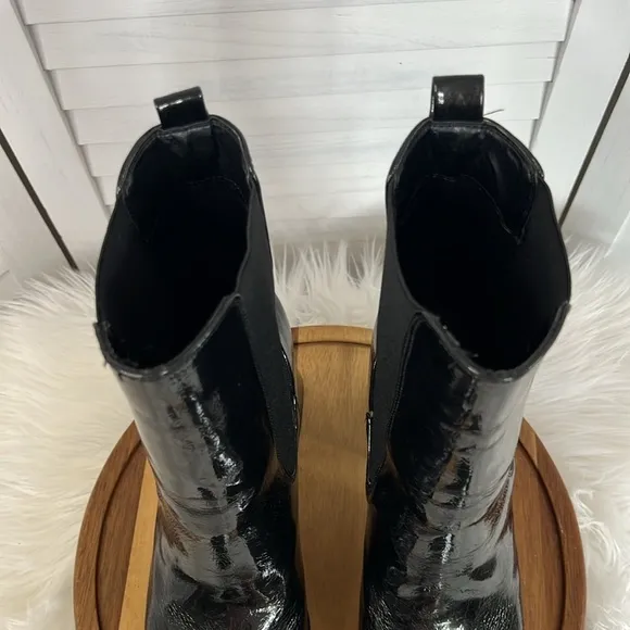 Circus NY Sam Endelman Chunky Heel Platform Black Patent Stace Boot Size 11