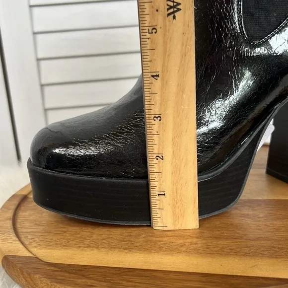 Circus NY Sam Endelman Chunky Heel Platform Black Patent Stace Boot Size 11