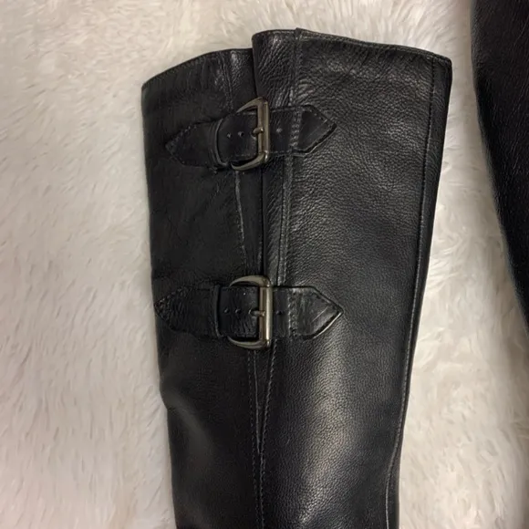 Clarks Artisan boots SZ 8M black leather goth grunge motorcycle oval toe