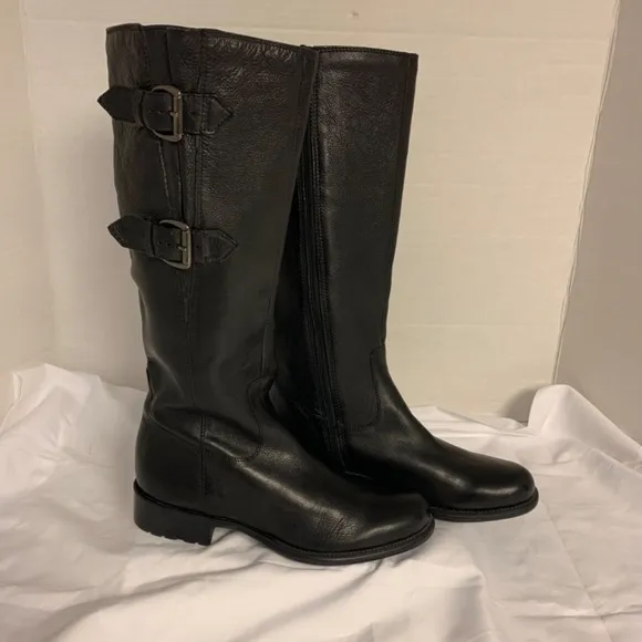 Clarks Artisan boots SZ 8M black leather goth grunge motorcycle oval toe