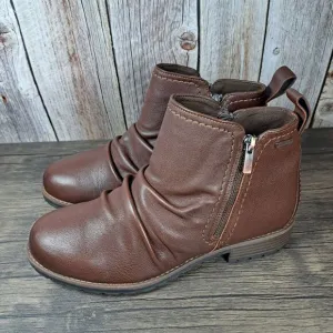 Clarks Aspra Walk Waterproof Leather Ankle Boots Women's Sz 8.5 W British Tan