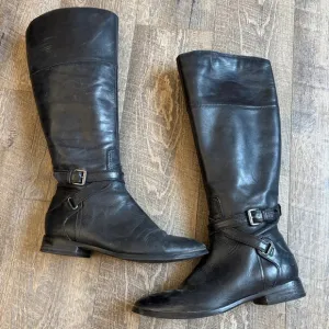 Clarks Black Heeled Boots with Leather Finish