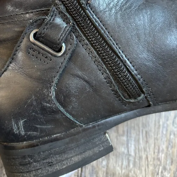 Clarks Black Heeled Boots with Leather Finish