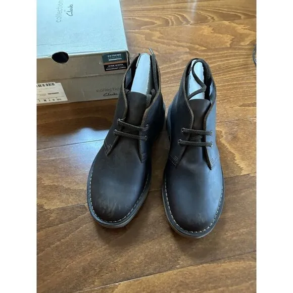 Clarks Bushacre 3 Dark Brown Leather Chukka Ankle Boots Lace Up NEW 7 W