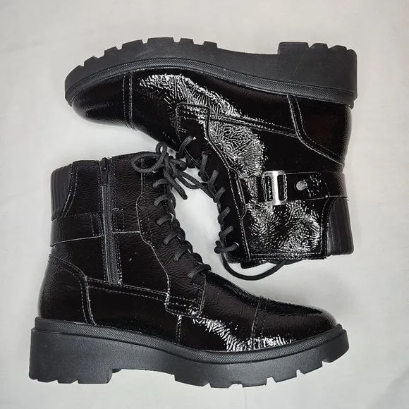Clark's Collection Calla Dance Black Patent Boot 8.5 Wide