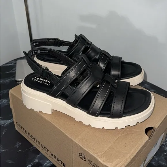 Clarks Collection Leather Sandals Coast Shine Gladiator Shoes Size 9.5 AUTHENTIC