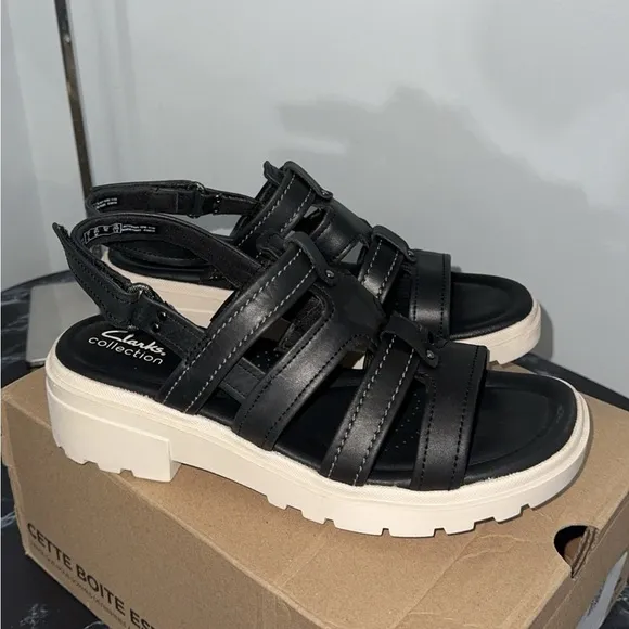 Clarks Collection Leather Sandals Coast Shine Gladiator Shoes Size 9.5 AUTHENTIC