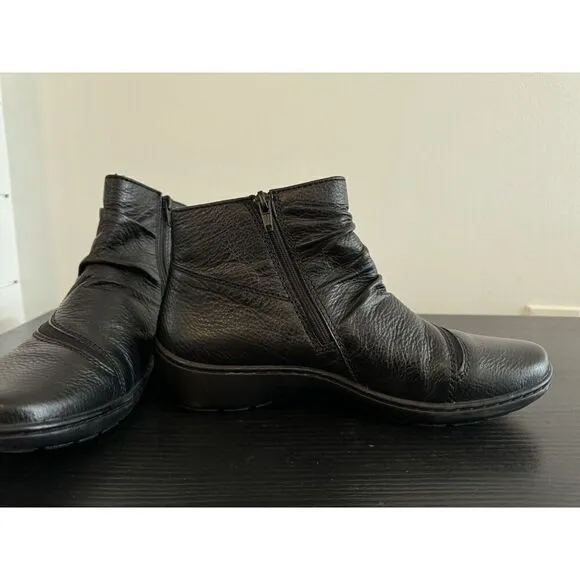 Clarks Collection Women’s Cora Derby Black Leather 9 Ankle Boots Ultimate shoes