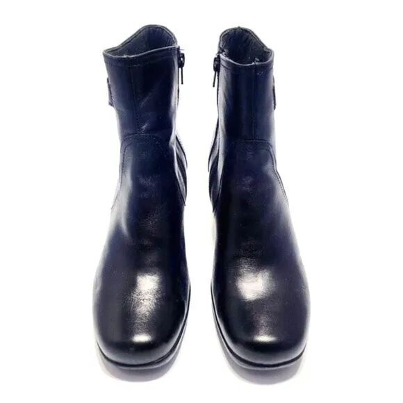 Clarks Dream Harmony Zip Ankle Black Leather Block Heel Boots Womens Size US 11M