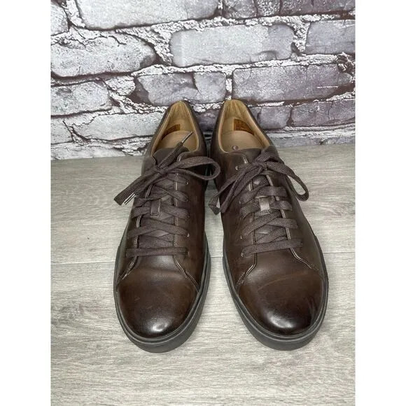 Clarks Unstructured Brown Leather Lace Up Casual Sneakers Shoes Men 11M US/44.5
