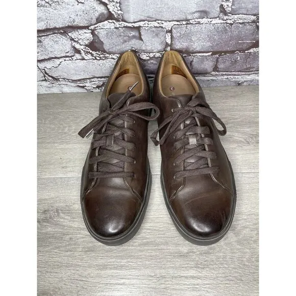 Clarks Unstructured Brown Leather Lace Up Casual Sneakers Shoes Men 11M US/44.5