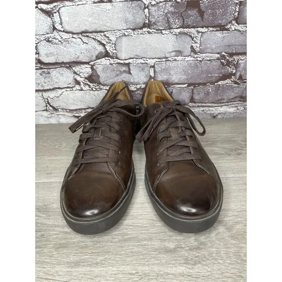 Clarks Unstructured Brown Leather Lace Up Casual Sneakers Shoes Men 11M US/44.5