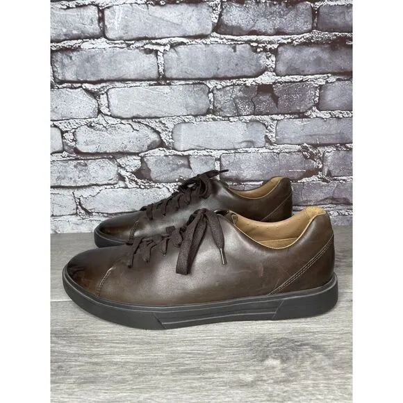 Clarks Unstructured Brown Leather Lace Up Casual Sneakers Shoes Men 11M US/44.5