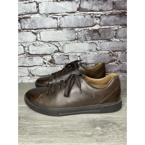 Clarks Unstructured Brown Leather Lace Up Casual Sneakers Shoes Men 11M US/44.5