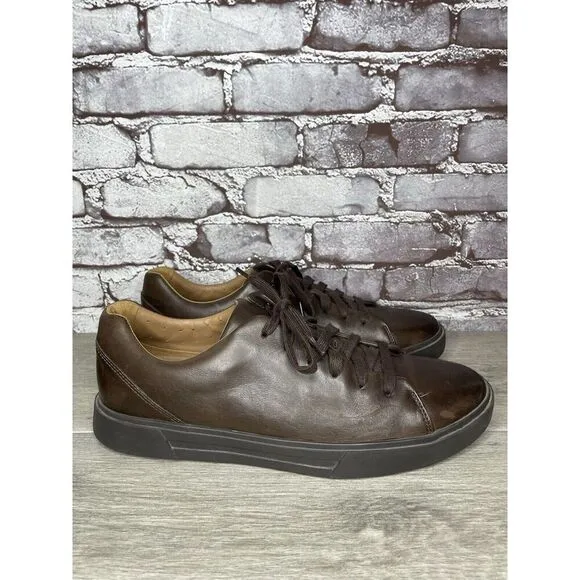 Clarks Unstructured Brown Leather Lace Up Casual Sneakers Shoes Men 11M US/44.5