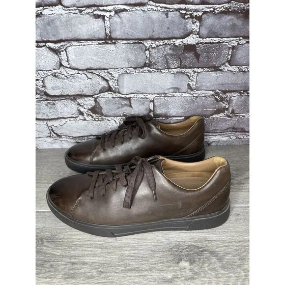 Clarks Unstructured Brown Leather Lace Up Casual Sneakers Shoes Men 11M US/44.5