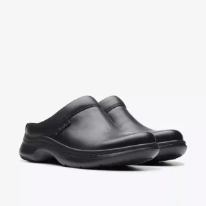Clarks Womens ClarksPro Clog Slip-on Shoes - Black Leather NEW