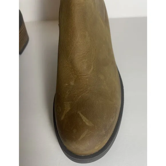 Clarks Womens Memi Zip Leather Ankle Boots Dark Tan Sz 10 Medium 2” Heel