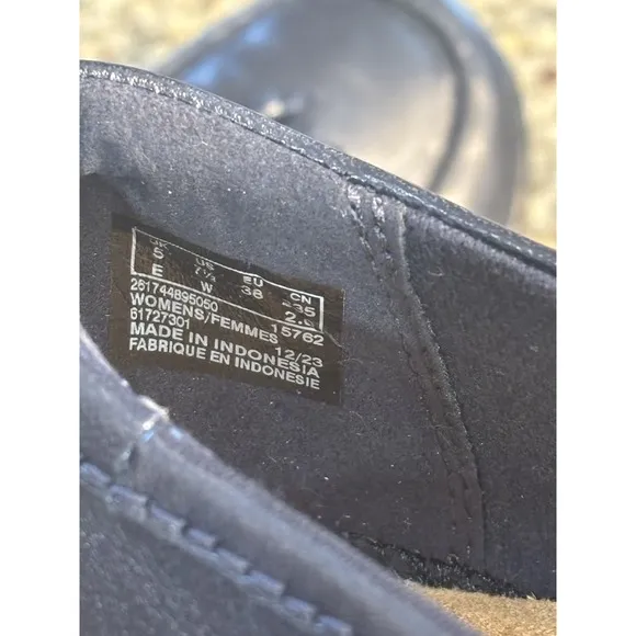 Clarks Women's Navy Leather Cora Haley Tassel Slip On Shoes Size 7.5