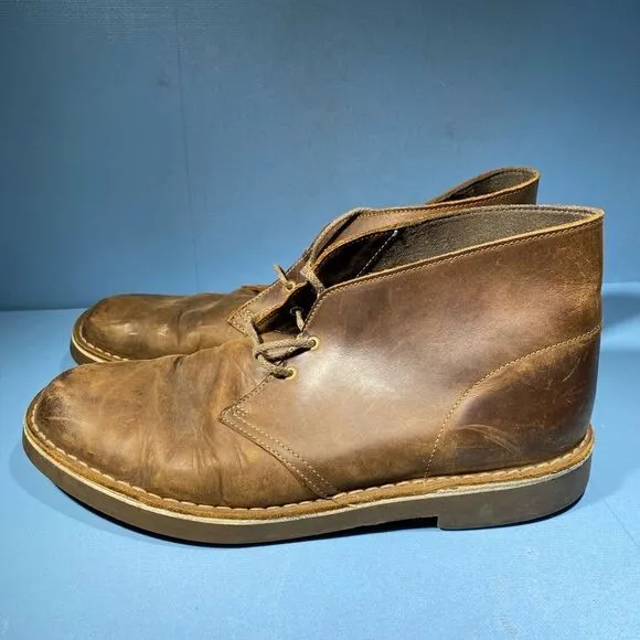 Clarks Bushacre Chukka Ankle Boots Brown Leather Shoes 15522 Size 12 M