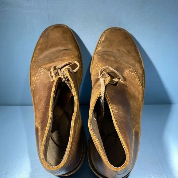 Clarks Bushacre Chukka Ankle Boots Brown Leather Shoes 15522 Size 12 M