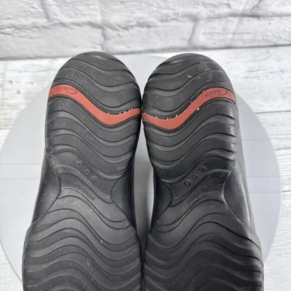 Clark’s muckers waterproof black leather rubber Women Sz 8 muck sneaker shoes