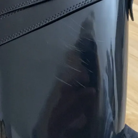 ❤️🥰Coach April Showers Bring May Flowers Talia Tall Shiny Black Gold Rain Boots
