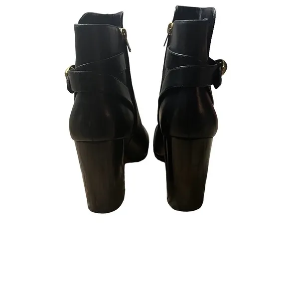 COACH Delaney Signature Buckle Bootie Heel in Classic Black Leather Size 10