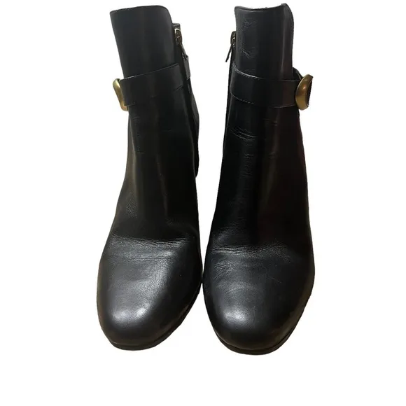 COACH Delaney Signature Buckle Bootie Heel in Classic Black Leather Size 10