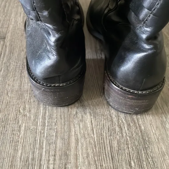 Coach “Jesika” Black leather moto ankle slouch boots