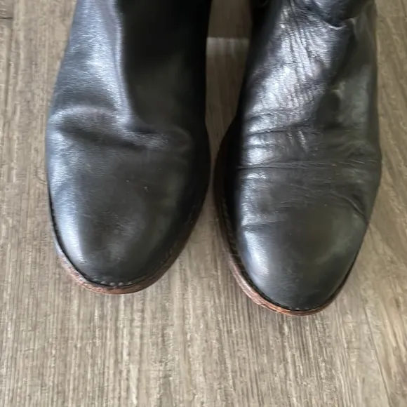 Coach “Jesika” Black leather moto ankle slouch boots