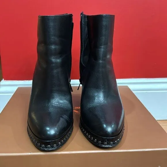Coach Justina Black Ankle Boots Women's Beaded Chain Accents size 6.5