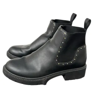 Coach Lory Black Leather Gold Studded Ankle Booties Boots Sz 8.5 B