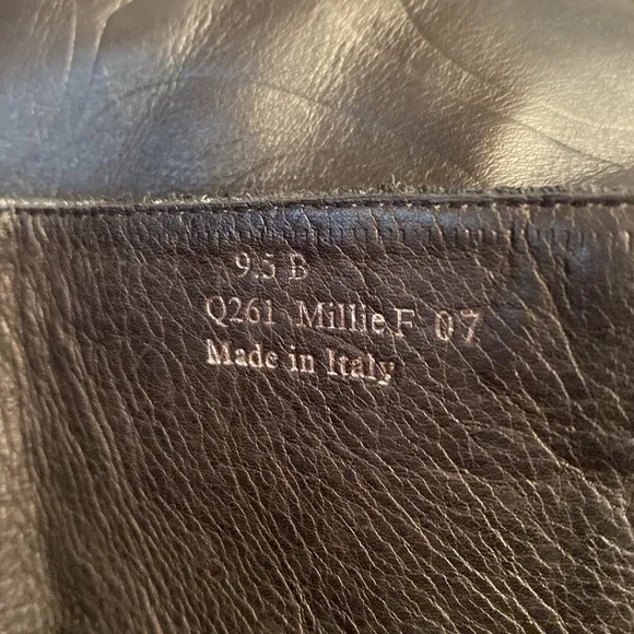 Coach Millie Black Leather Embossed Logo Tall Boots, Size 9.5B