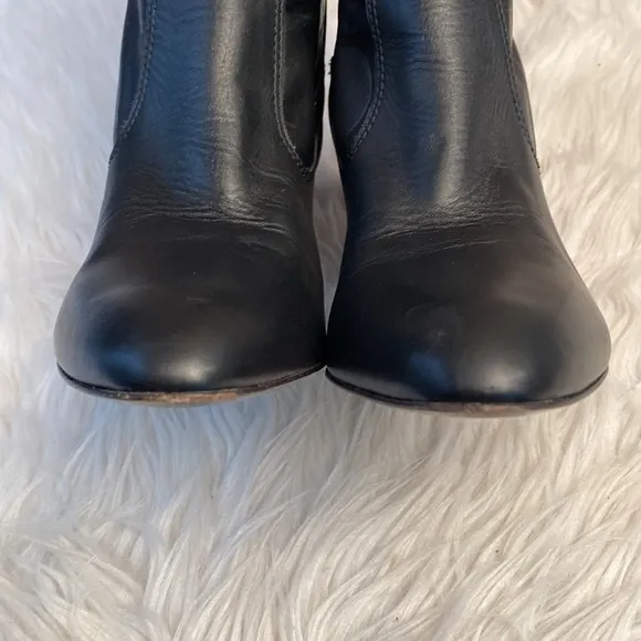 Coach Millie Black Leather Embossed Logo Tall Boots, Size 9.5B