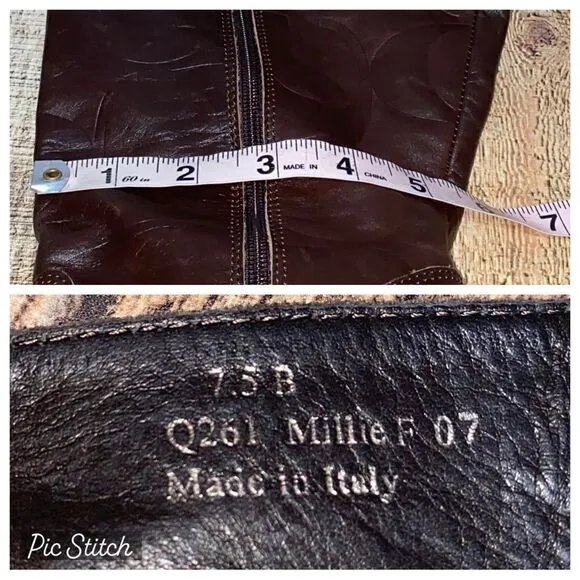 Coach Millie Boots Size 7.5  Signature C Logo Print