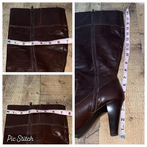 Coach Millie Boots Size 7.5  Signature C Logo Print