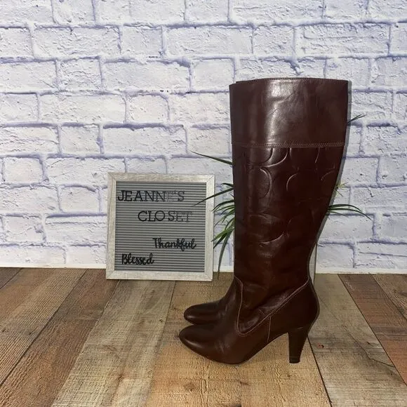 Coach Millie Boots Size 7.5  Signature C Logo Print