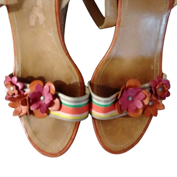 Coach Morgan Strappy Floral Cork Wedge Sandal Size 8.5