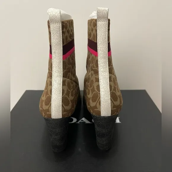Coach Tasha Signature Knit Bootie, Brown Size6.5