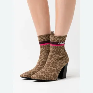 Coach Tasha Signature Knit Bootie, Brown Size6.5