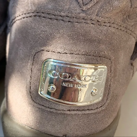 Coach Thelma 12CM Gray Suede Monogram Boots