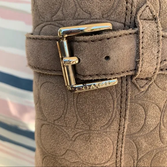 Coach Thelma 12CM Gray Suede Monogram Boots