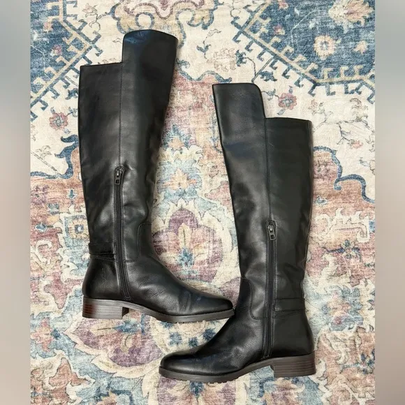 Coach Women's Boots Emmie Turnlock Over‎ The Knee Black Leather Boots Size 9B